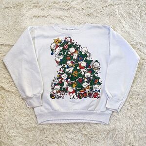 Vintage Sparkly Teddy Bear Sweatshirt Size Medium